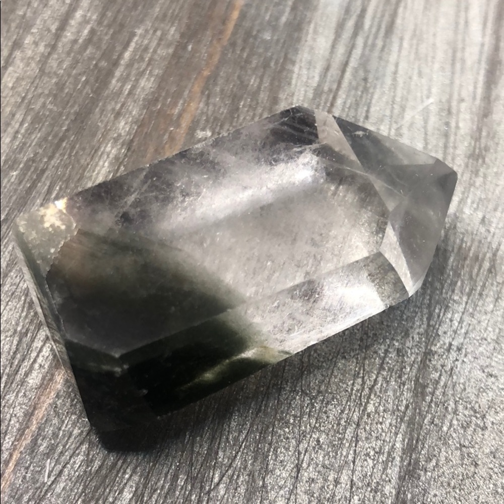 Green Ghost phantom clear quartz Loloidite crystal